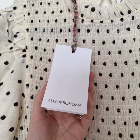 NWT NEW Alix of Bohemia Shelby Cream Dot Smocked Maxi Dress - Picture 4 of 6